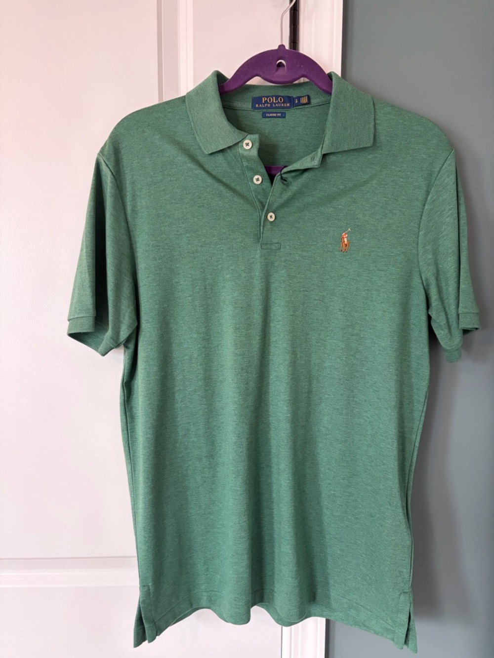 Ralph Lauren Green Short-Sleeve Polo with Orange Pony